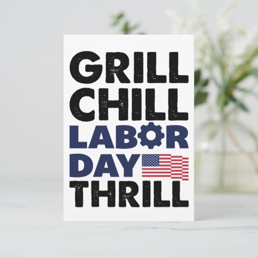 USA Amerika Grill Chill Labour Day Thrill GRILLEN Dankeskarte (Stehend Vorderseite)