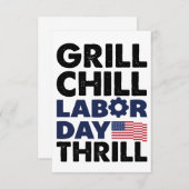 USA Amerika Grill Chill Labour Day Thrill GRILLEN Dankeskarte (Vorne/Hinten)
