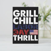 USA Amerika Grill Chill Labour Day Thrill GRILLEN Dankeskarte (Stehend Vorderseite)