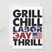 USA Amerika Grill Chill Labour Day Thrill GRILLEN  Einladung (Vorderseite)