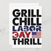 USA Amerika Grill Chill Labour Day Thrill GRILLEN  Einladung (Vorne/Hinten)