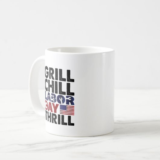 USA Amerika Grill Chill Labour Day Thrill GRILLEN Kaffeetasse (Vorderseite Links)