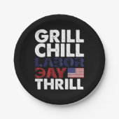 USA Amerika Grill Chill Labour Day Thrill GRILLEN  Pappteller (Vorderseite)