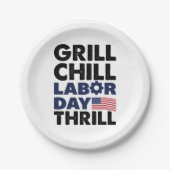USA Amerika Grill Chill Labour Day Thrill GRILLEN  Pappteller (Vorderseite)