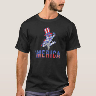 Usa Amerika Unabhängigkeit Merica Katze T-Shirt