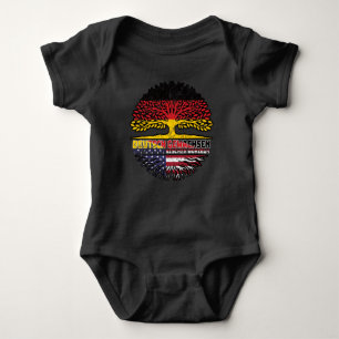 USA Amerikanisch Deutsch Deutschland Baum Wurzel Baby Strampler