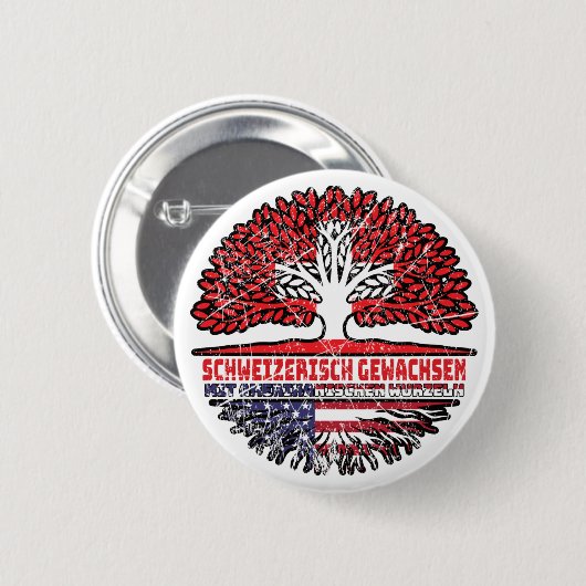 USA Amerikanisch Schweizer Schweiz Baum Wurzel Button (Vorne & Hinten)
