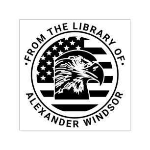 USA Amerikanische Flagge, Adlerkopf Bibliotheksbuc Permastempel