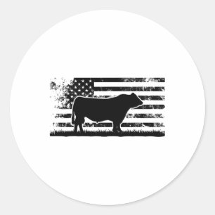 Usa Amerikanische Flagge - Amerika Kuh Black Angus Runder Aufkleber