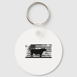 Usa Amerikanische Flagge - Amerika Kuh Black Angus Schlüsselanhänger