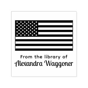 USA Amerikanische Flagge „Aus der Bibliothek von“ Permastempel