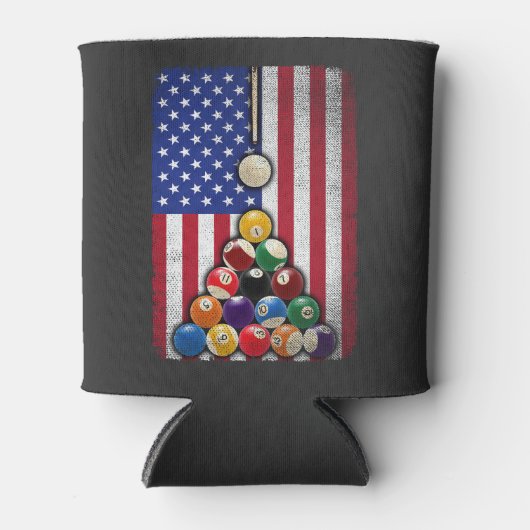 USA amerikanische Flagge Billiard 8 Ball Pool Play Dosenkühler (Vorderseite)