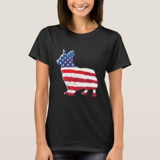 USA Amerikanische Flagge Corgi Haustier Hunde Lieb T-Shirt