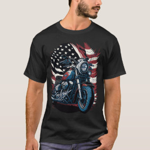 USA Amerikanische Flagge Fahrer Motorrad Veteran B T-Shirt