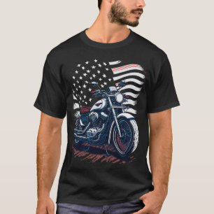 USA Amerikanische Flagge Fahrer Motorrad Veteran B T-Shirt