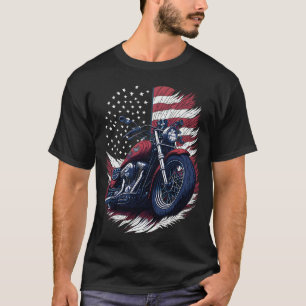 USA Amerikanische Flagge Fahrer Motorrad Veteran B T-Shirt