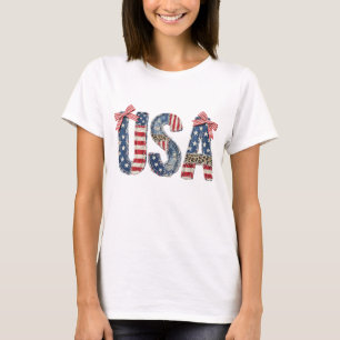 USA Amerikanische Flagge, FAUX Patchwork, 250 Jahr T-Shirt