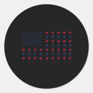 Usa Amerikanische Flagge Flamingo Liebhaber 4. Jul Runder Aufkleber