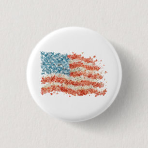 USA Amerikanische Flagge Floral Button