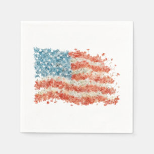 USA Amerikanische Flagge Floral Serviette