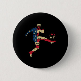 Usa Amerikanische Flagge Fußballspieler Silhouette Button