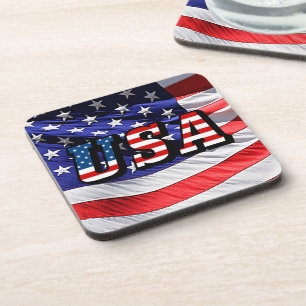 USA - Amerikanische Flagge Hartplastik-Unterlage Untersetzer