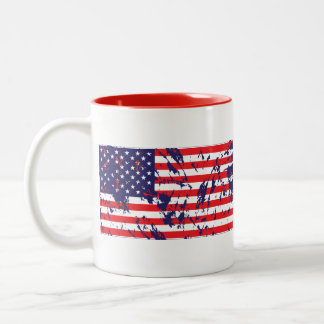 USA - Amerikanische Flagge in einem gestörten Must Zweifarbige Tasse