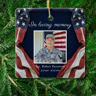 USA-Amerikanische Flagge In Liebe Erinnerung Foto- Keramikornament