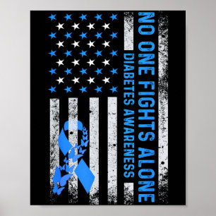 Usa Amerikanische Flagge Kein Alleinekämpfen Diabe Poster