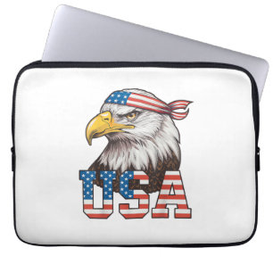 USA Amerikanische Flagge Männer Frauen Kinder Weiß Laptopschutzhülle