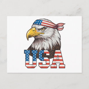 USA Amerikanische Flagge Männer Frauen Kinder Weiß Postkarte