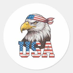 USA Amerikanische Flagge Männer Frauen Kinder Weiß Runder Aufkleber