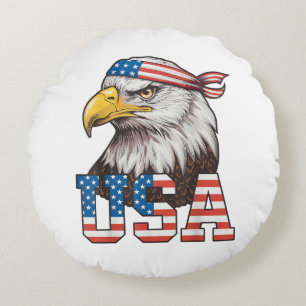 USA Amerikanische Flagge Männer Frauen Kinder Weiß Rundes Kissen