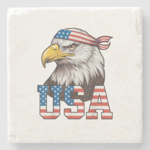 USA Amerikanische Flagge Männer Frauen Kinder Weiß Steinuntersetzer
