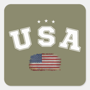 USA Amerikanische Flagge Patriotische Veteranen 4. Quadratischer Aufkleber