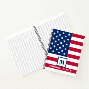 USA Amerikanische Flagge Personalisiertes Monogram Notizblock