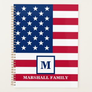 USA Amerikanische Flagge Personalisiertes Monogram Planer