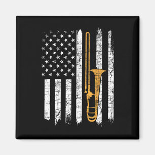 Usa Amerikanische Flagge Posaune - Posaunist Musik Magnet