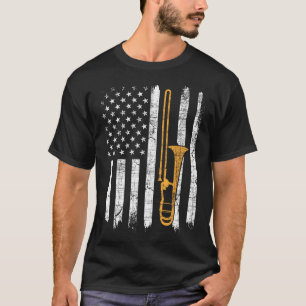 Usa Amerikanische Flagge Posaune - Posaunist Musik T-Shirt