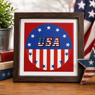 USA - Amerikanische Flagge & Sterne im Kreis Keram Fliese