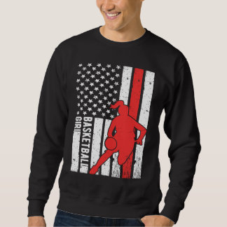 USA Amerikanische Flagge Stolze Basketball Mädchen Sweatshirt