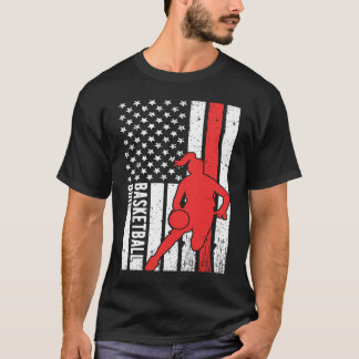 USA Amerikanische Flagge Stolze Basketball Mädchen T-Shirt