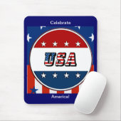 USA - Amerikanische Flagge und Sterne im 2. Kreis Mousepad (Mit Mouse)