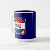 USA - Amerikanische Flagge und Sterne im 2. Kreis Zweifarbige Tasse (Vorderseite Links)