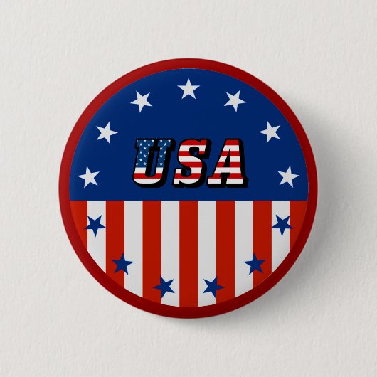 USA - Amerikanische Flagge und Sterne im Circle Bu Button (Vorderseite)