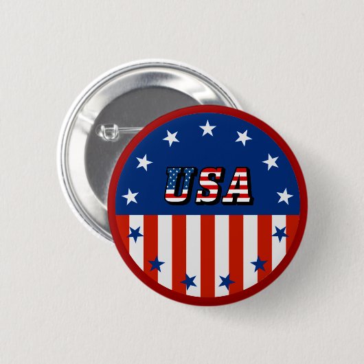 USA - Amerikanische Flagge und Sterne im Circle Bu Button (Vorne & Hinten)