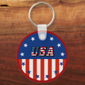 USA - Amerikanische Flagge und Sterne im Kreis Schlüsselanhänger (Vorderseite)
