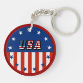 USA - Amerikanische Flagge und Sterne im Kreis Schlüsselanhänger (Rückseite)