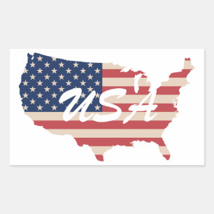 USA Amerikanische Flagge Vereinigte Staaten Karte  Rechteckiger Aufkleber