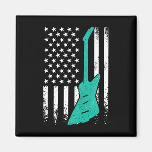 Usa Amerikanische Flagge Vintage E-Gitarre 4. Magnet